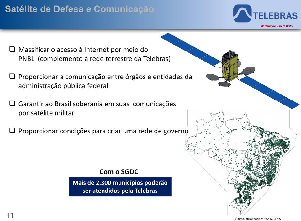 federal Garantir ao Brasil soberania em suas comunicações por satélite militar Proporcionar condições
