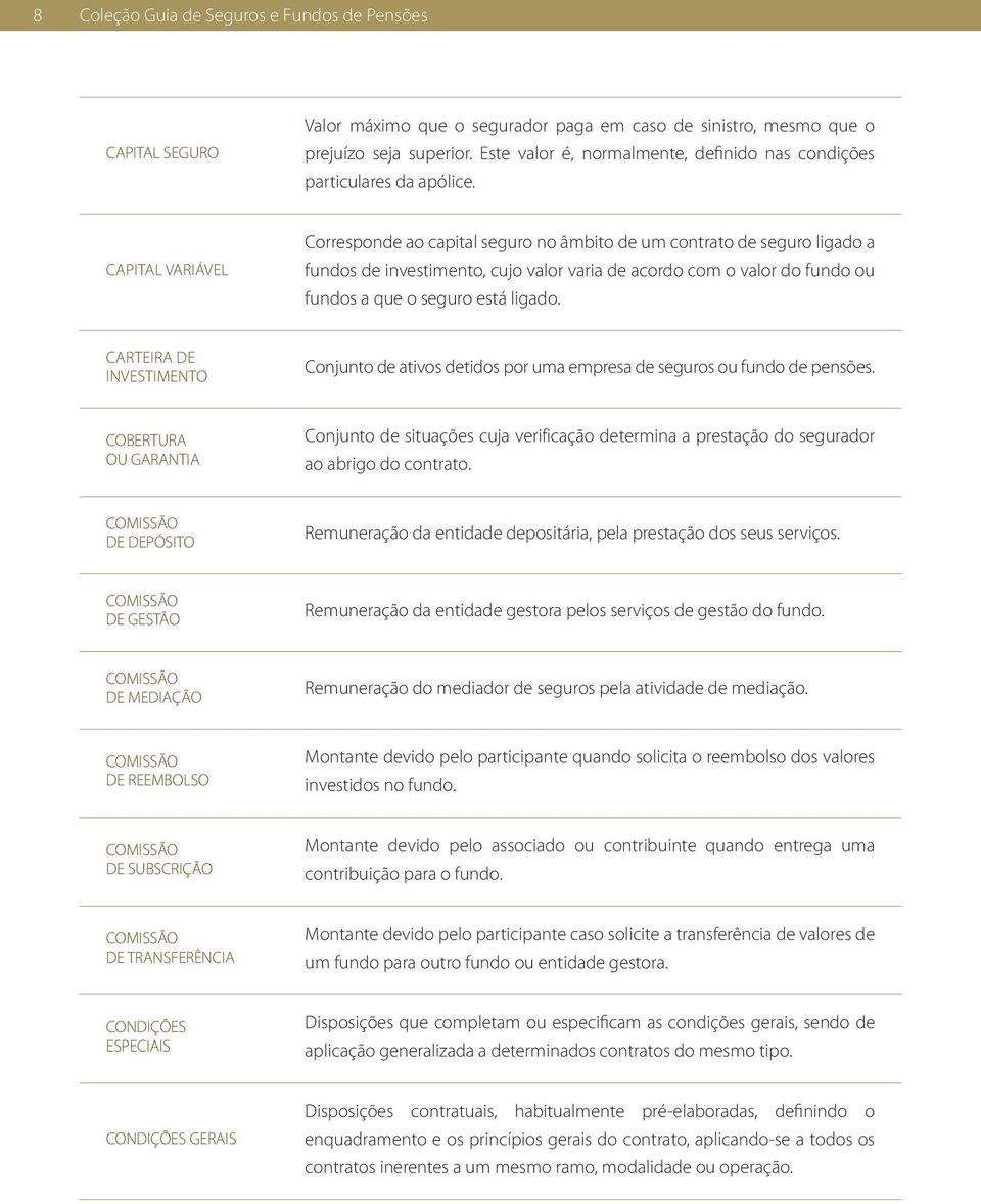 CAPITAL VARIÁVEL Corresponde ao capital seguro no âmbito de um contrato de seguro ligado a fundos de investimento, cujo valor varia de acordo com o valor do fundo ou fundos a que o seguro está ligado.