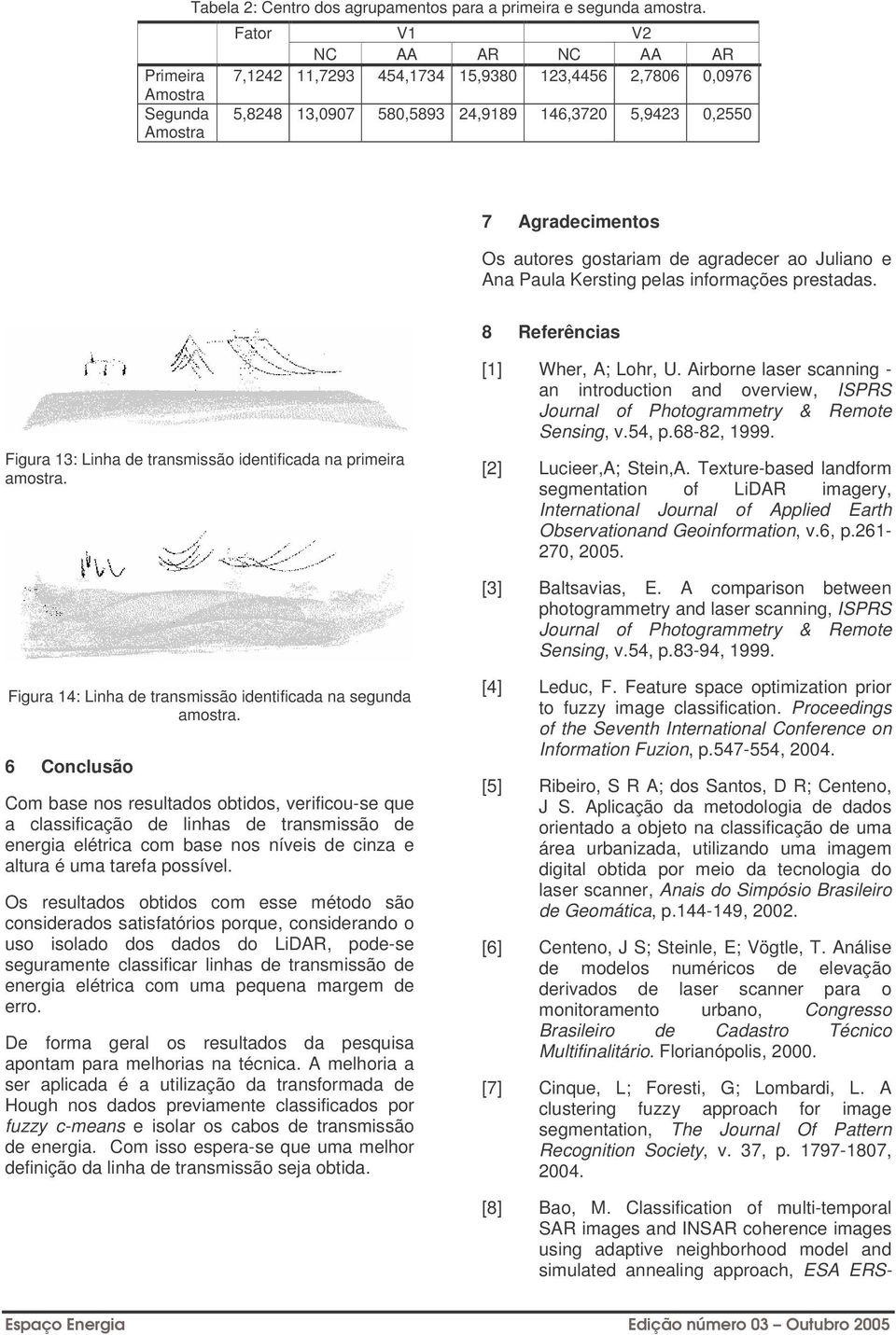 e Ana Paula Kersting pelas inforações prestadas. 8 Referências Figura 13: Linha de transissão identificada na prieira aostra. [1] Wher, A; Lohr, U.