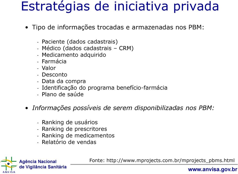 programa benefício-farmácia - Plano de saúde Informações possíveis de serem disponibilizadas nos PBM: - Ranking de