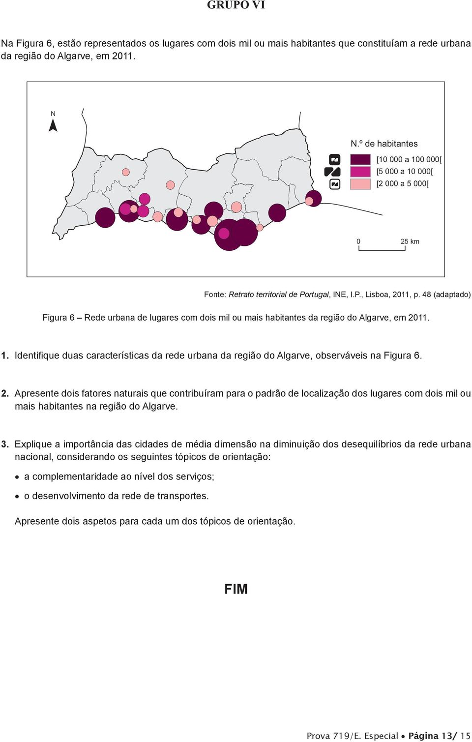48 (adaptado) Figura 6 Rede urbana de lugares com dois mil ou mais habitantes da região do Algarve, em 2011. 1.