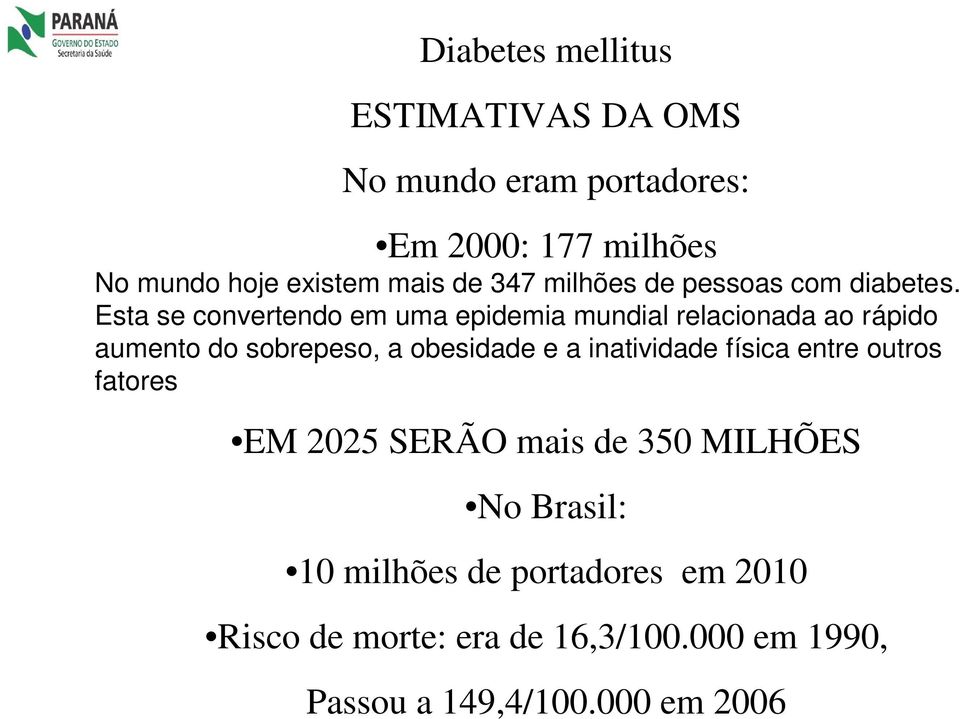 Esta se convertendo em uma epidemia mundial relacionada ao rápido aumento do sobrepeso, a obesidade e a