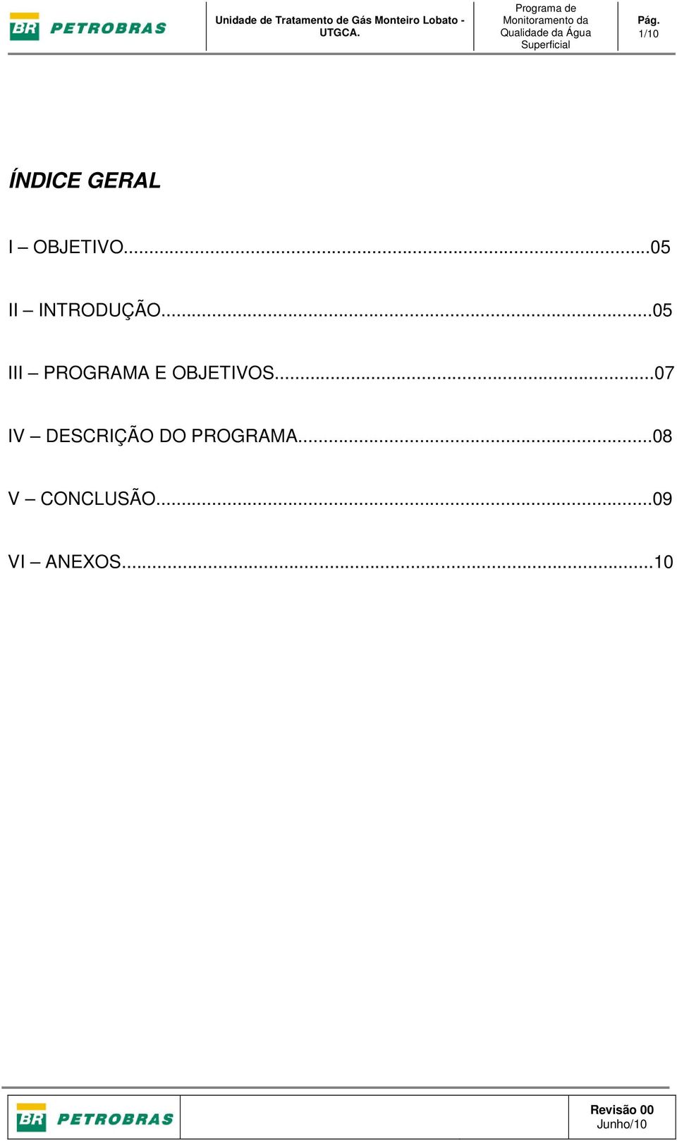 1/10 ÍNDICE GERAL I OBJETIVO...05 II INTRODUÇÃO.