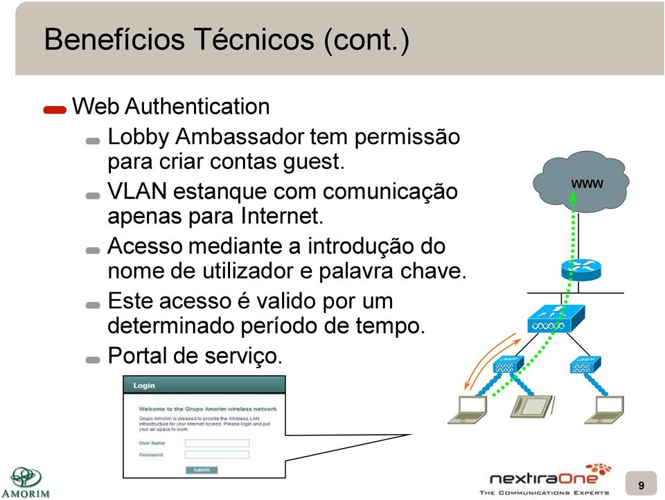 VLAN estanque com comunicação apenas para Internet.