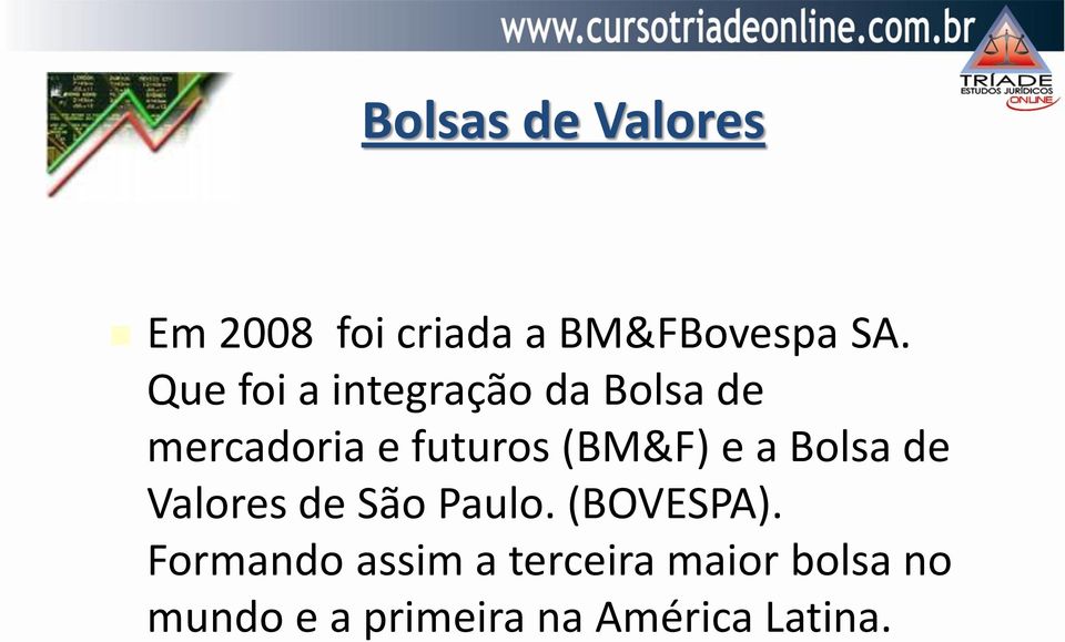 (BM&F) e a Bolsa de Valores de São Paulo. (BOVESPA).