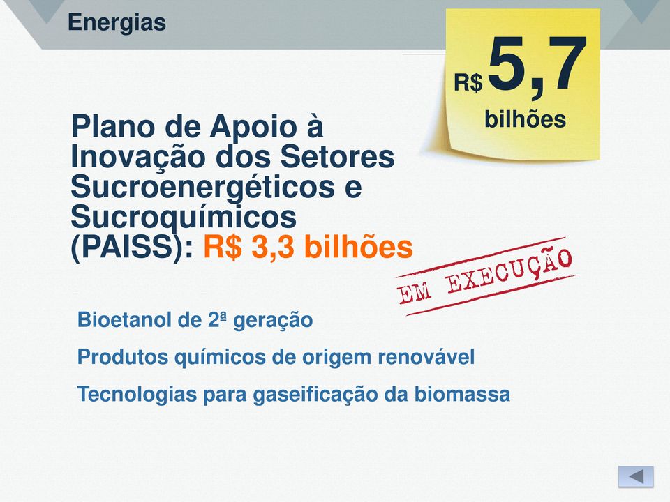 bilhões R$ 5,7 bilhões Bioetanol de 2ª geração Produtos