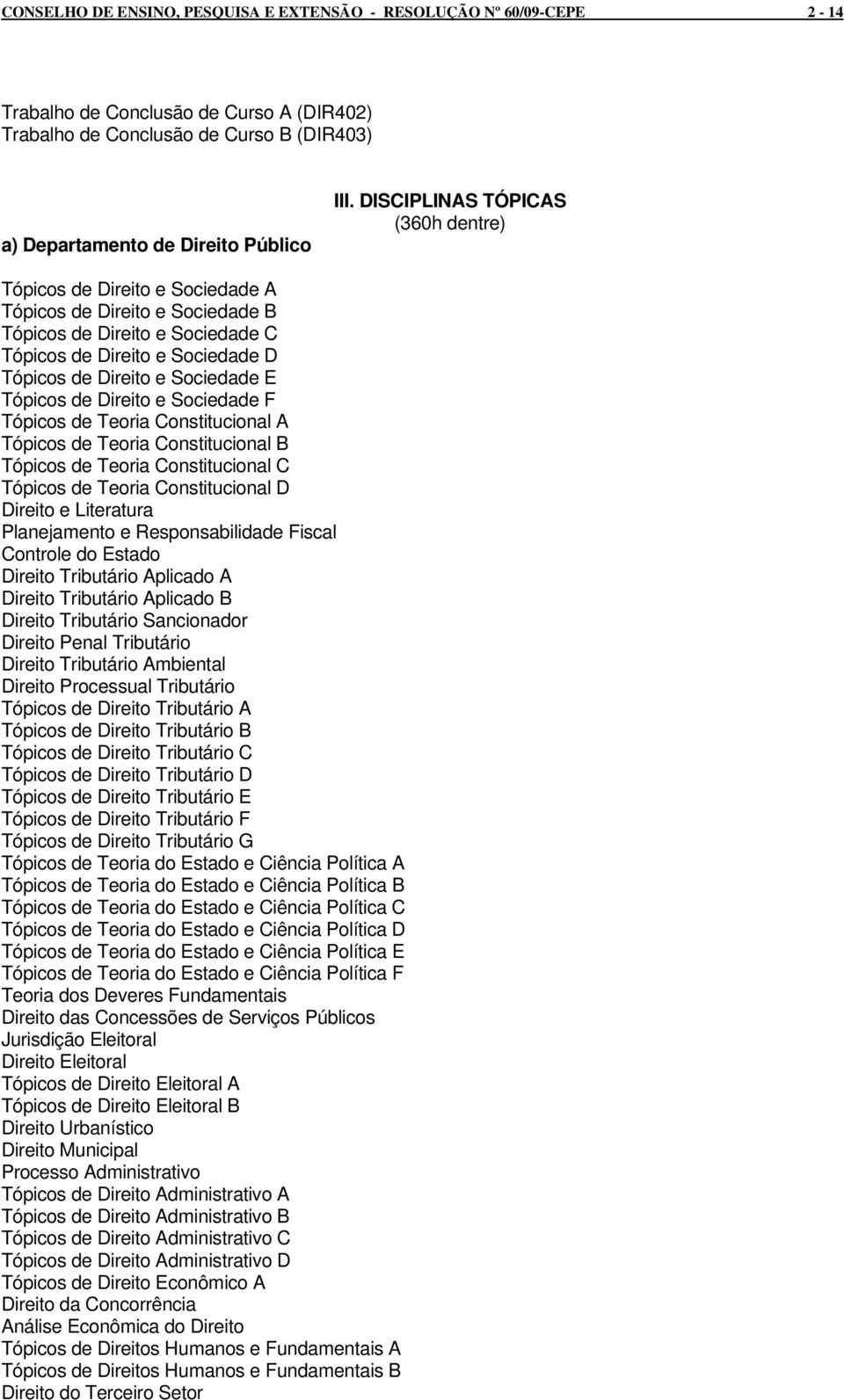 Tópicos de Direito e Sociedade F Tópicos de Teoria Constitucional A Tópicos de Teoria Constitucional B Tópicos de Teoria Constitucional C Tópicos de Teoria Constitucional D Direito e Literatura