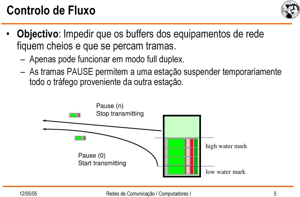 As tramas PAUSE permitem a uma estação suspender temporariamente todo o tráfego proveniente da outra