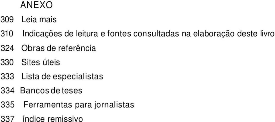 referência 330 Sites úteis 333 Lista de especialistas 334