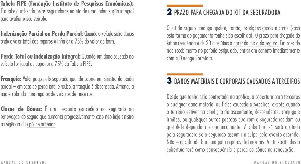 Perda Total ou Indenização Integral: Quando um dano causado ao veículo for igual ou superior a 75% da Tabela FIPE.