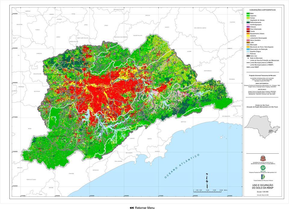 Capoeira Campo VegetaçãodeVárzea Reflorestamento Hortifrutigranjeiro Chácara Área Urbanizada Favela Equipamento Urbano Indústria Loteamento Desocupado Aterro Sanitário Lixão Mineração Movimento de