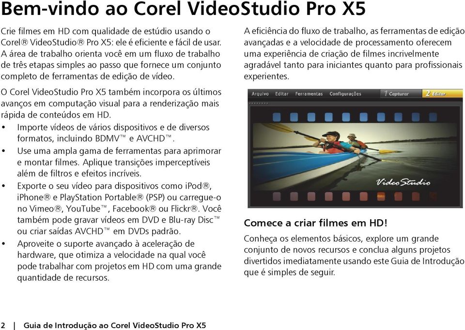 O Corel VideoStudio Pro X5 também incorpora os últimos avanços em computação visual para a renderização mais rápida de conteúdos em HD.