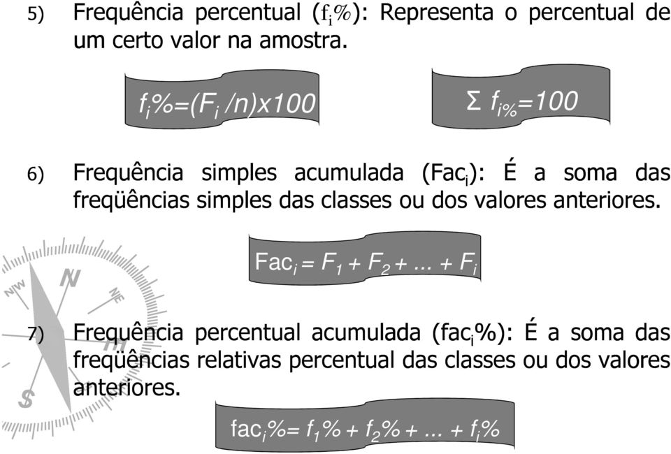 simples das classes ou dos valores anteriores. Fac i = F 1 + F 2 +.