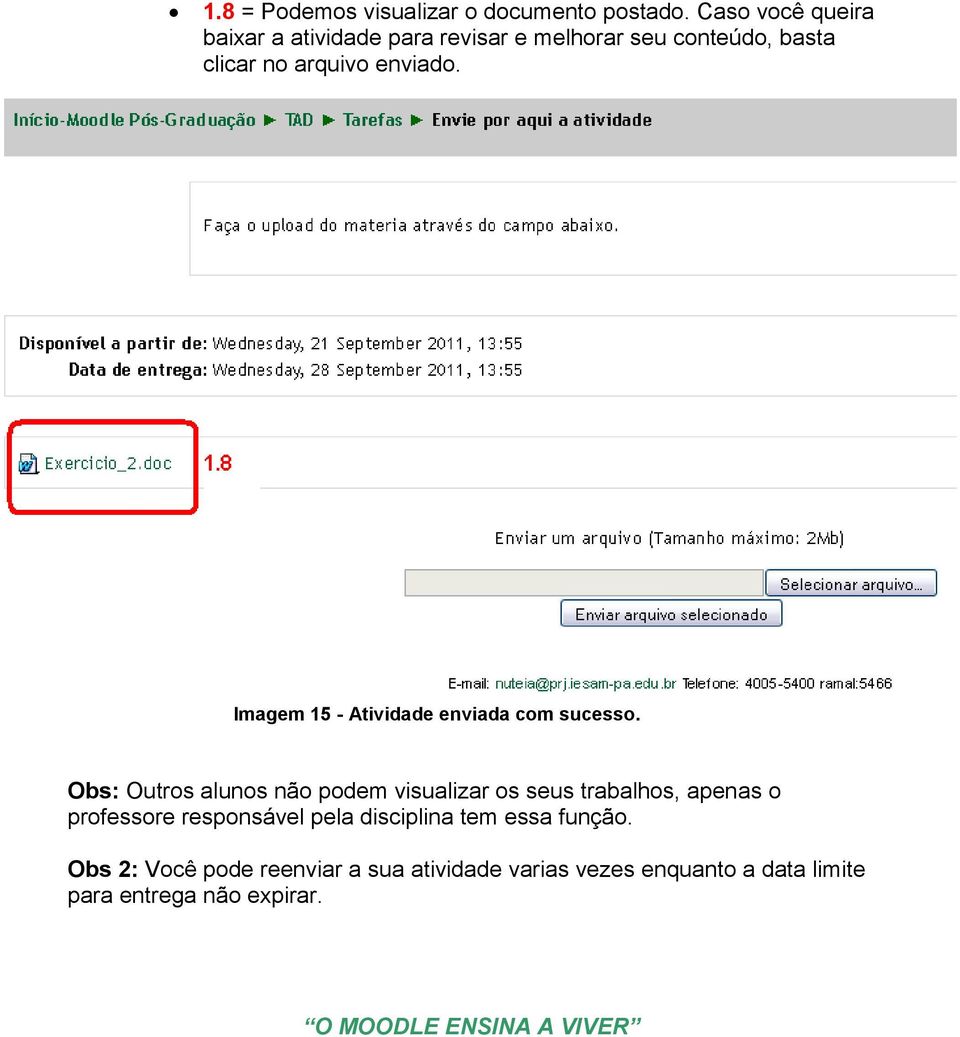 Imagem 15 - Atividade enviada com sucesso.