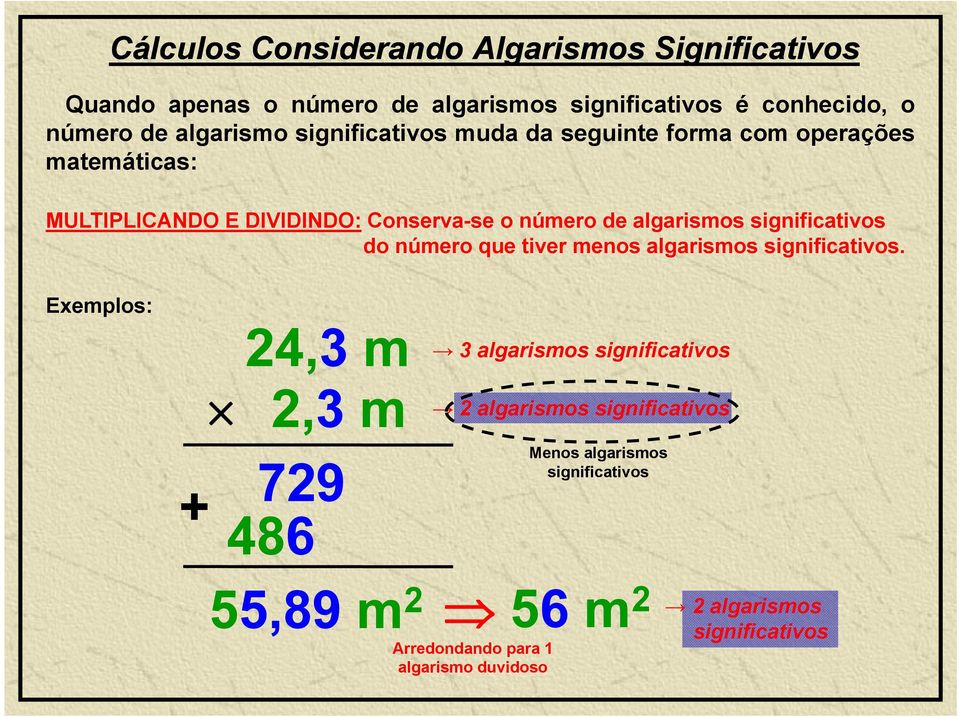 significativos do número que tiver menos algarismos significativos.