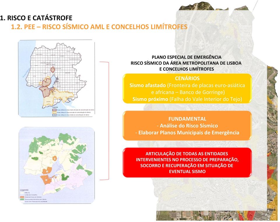 CONCELHOS LIMÍTROFES CENÁRIOS Sismo afastado (Fronteira de placas euro asiática e africana Banco de Gorringe) Sismo próximo