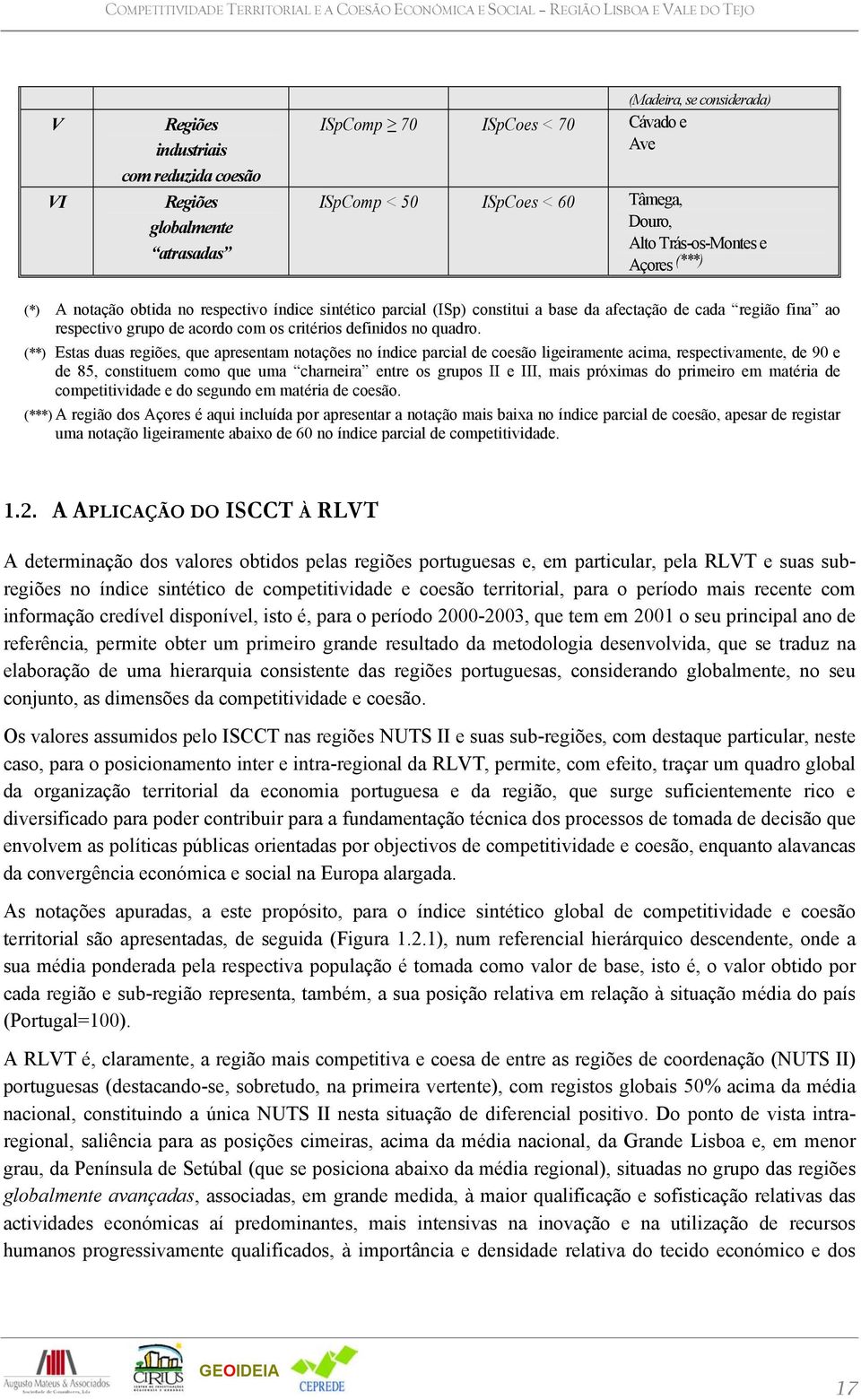 de cada região fina ao respectivo grupo de acordo com os critérios definidos no quadro.