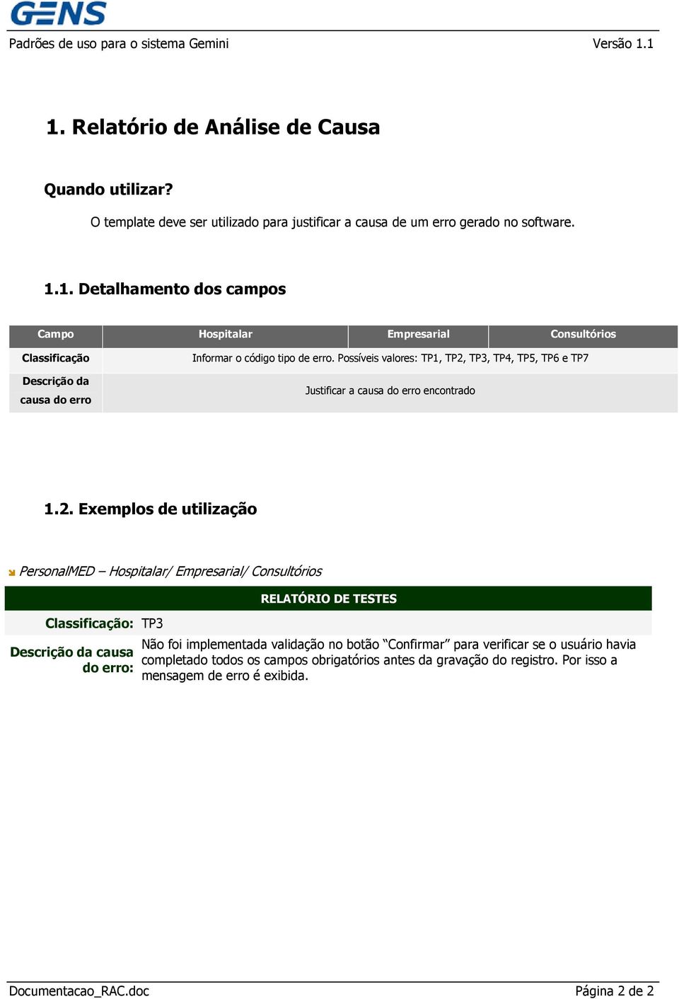 TP3, TP4, TP5, TP6 e TP7 Justificar a causa do erro encontrado 1.2.