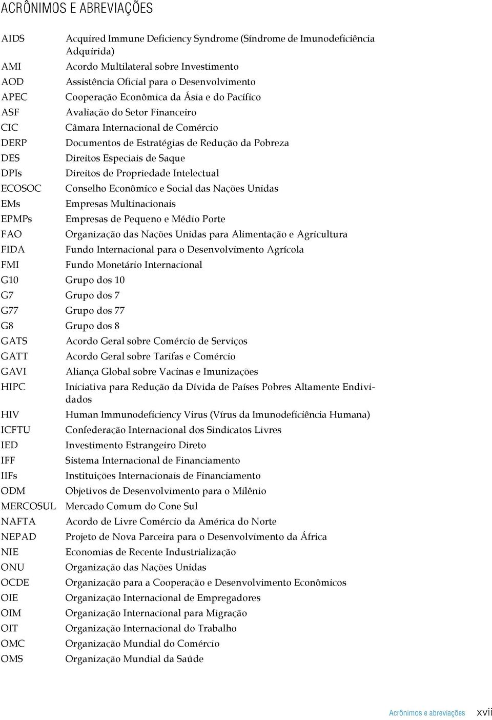 da Pobreza Direitos Especiais de Saque Direitos de Propriedade Intelectual Conselho Econômico e Social das Nações Unidas Empresas Multinacionais G10 Grupo dos 10 G7 Grupo dos 7 G77 Grupo dos 77 G8