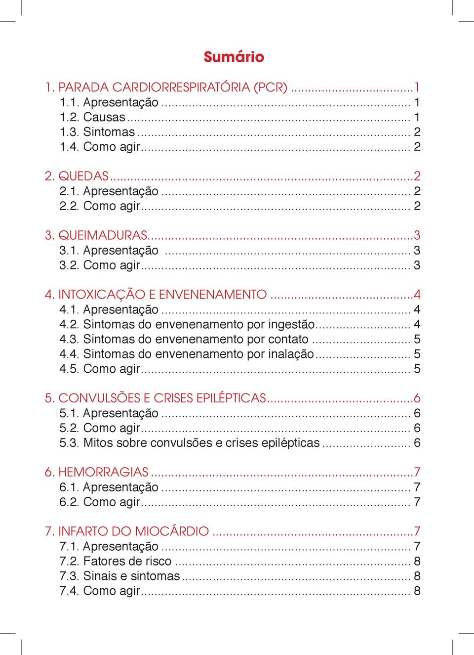 .. 5 4.4. Sintomas do envenenamento por inalação... 5 4.5. Como agir... 5 5. CONVULSÕES E CRISES EPILÉPTICAS...6 5.1. Apresentação... 6 5.2. Como agir... 6 5.3.