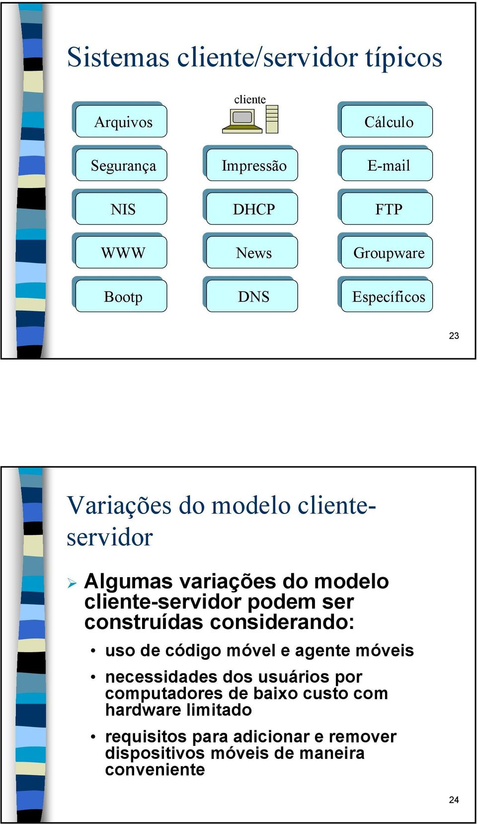 cliente-servidor podem ser construídas considerando: uso de código móvel e agente móveis necessidades dos usuários