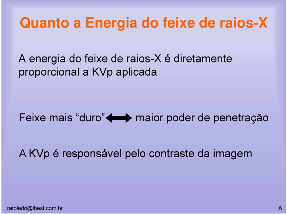 aplicada Feixe mais duro maior poder de penetração A