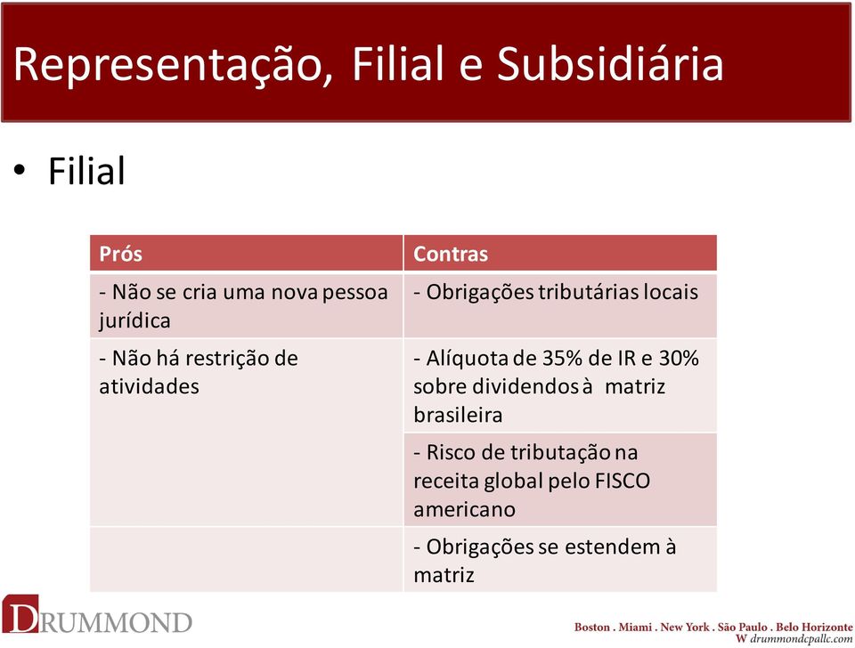 locais - Alíquota de 35% de IR e 30% sobre dividendos à matriz brasileira -