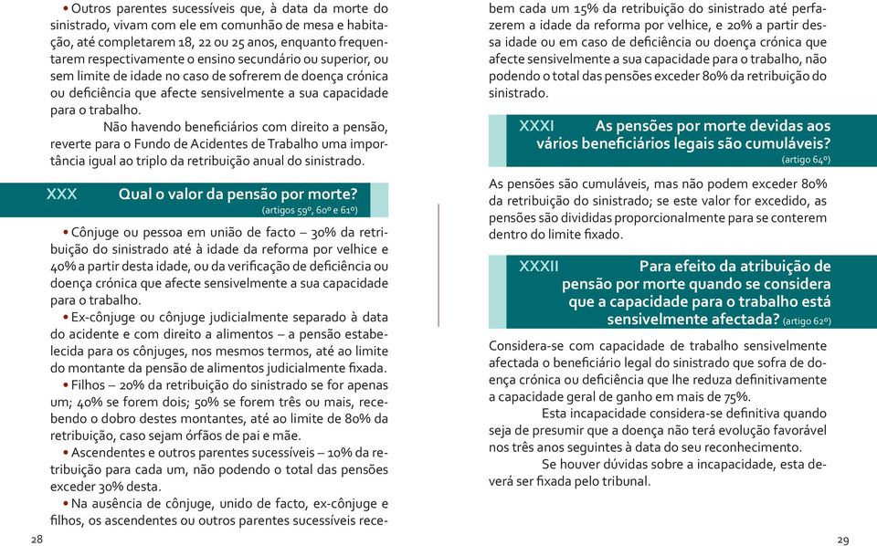 Não havendo beneficiários com direito a pensão, reverte para o Fundo de Acidentes de Trabalho uma importância igual ao triplo da retribuição anual do sinistrado. XXX Qual o valor da pensão por morte?