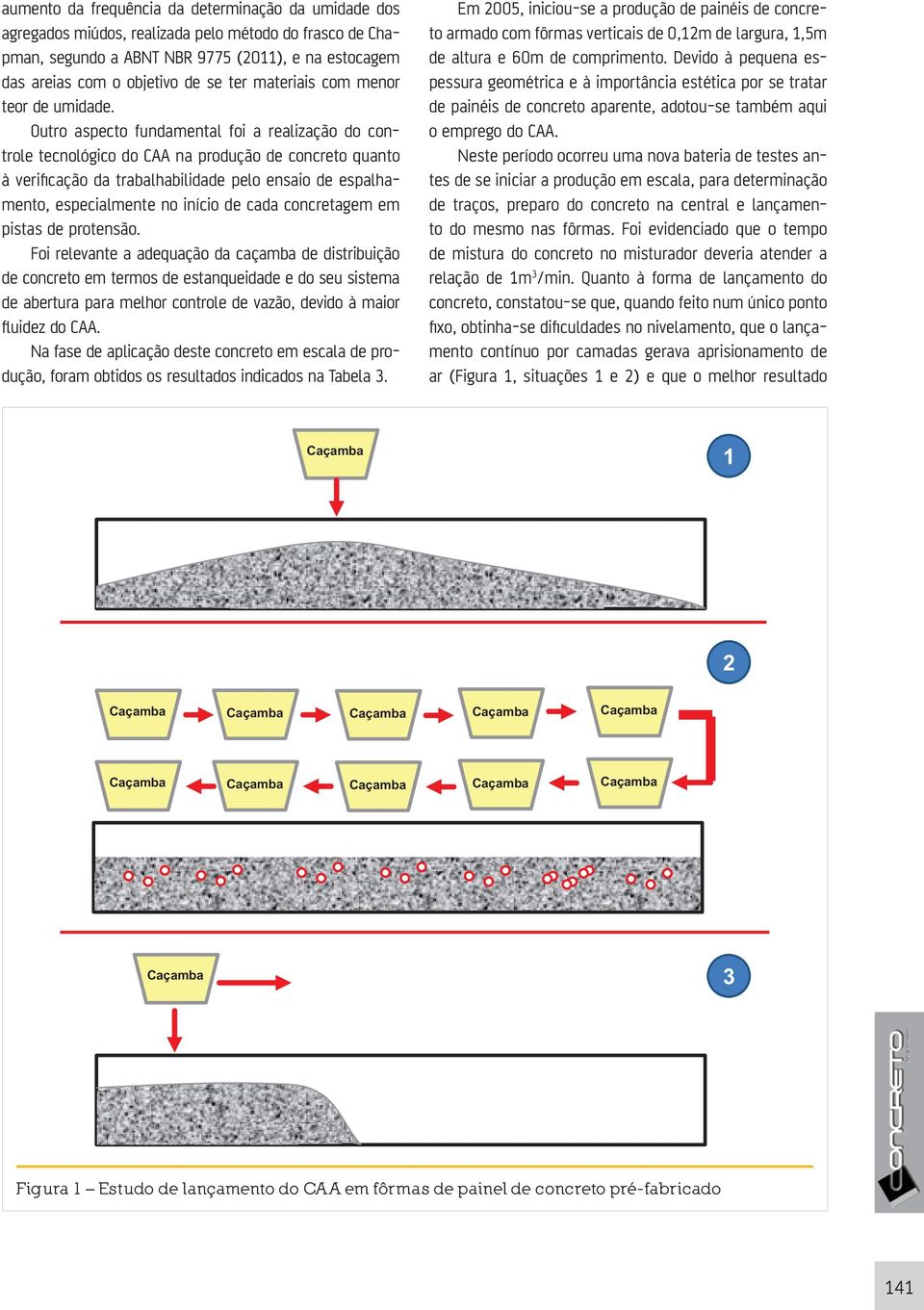 Outro aspecto fundamental foi a realização do controle tecnológico do CAA na produção de concreto quanto à verificação da trabalhabilidade pelo ensaio de espalhamento, especialmente no início de cada