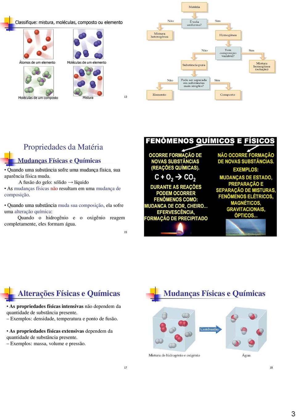 Quando uma substância muda sua composição, ela sofre uma alteração química: Quando o hidrogênio e o oxigênio reagem completamente, eles formam água.