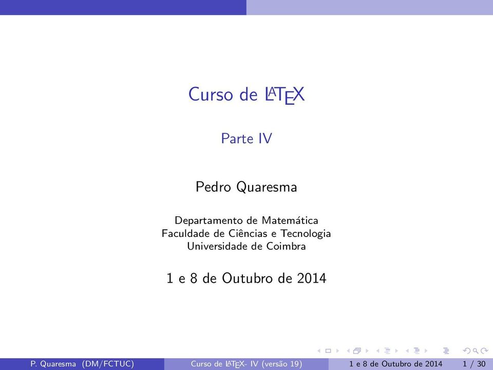 de Coimbra 1 e 8 de Outubro de 2014 P.