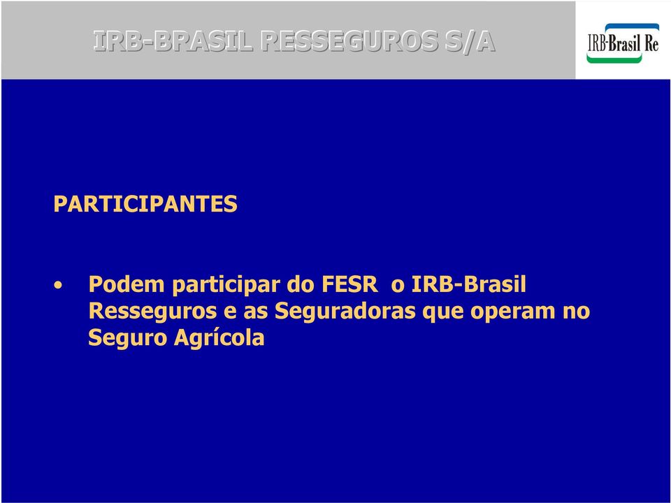 IRB-Brasil Resseguros e as