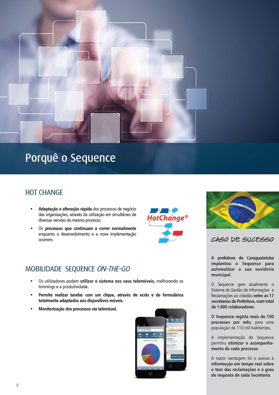 CASO DE SUCESSO MOBILIDADE SEQUENCE ON-THE-GO Os utilizadores podem utilizar o sistema nos seus telemóveis, melhorando os timmings e a produtividade.