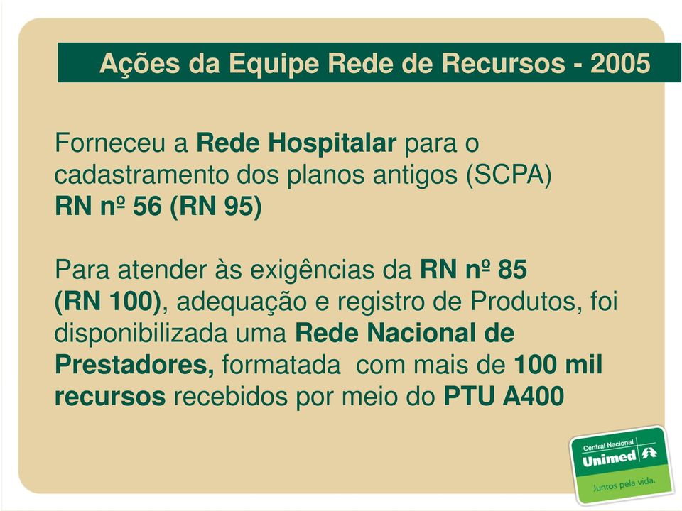 da RN nº 85 (RN 100), adequação e registro de Produtos, foi disponibilizada uma Rede