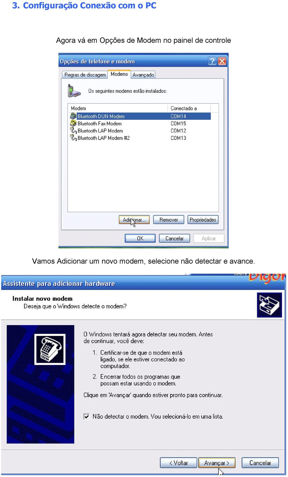 painel de controle Vamos Adicionar