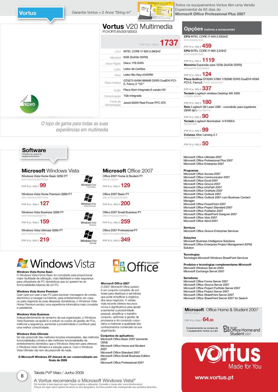 Offi ce Home & Student PT Basic PT MSFOFFICEBASPO Small Business PT MSFOFFICESBPTO Professional PT MSFOFFICEPROPO Microsoft Professional Plus INTEL CORE I7-940 2.93GHZ INTELBX80601940 PVP R (c.