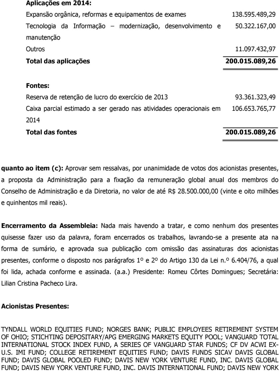 765,77 2014 Total das fontes 200.015.