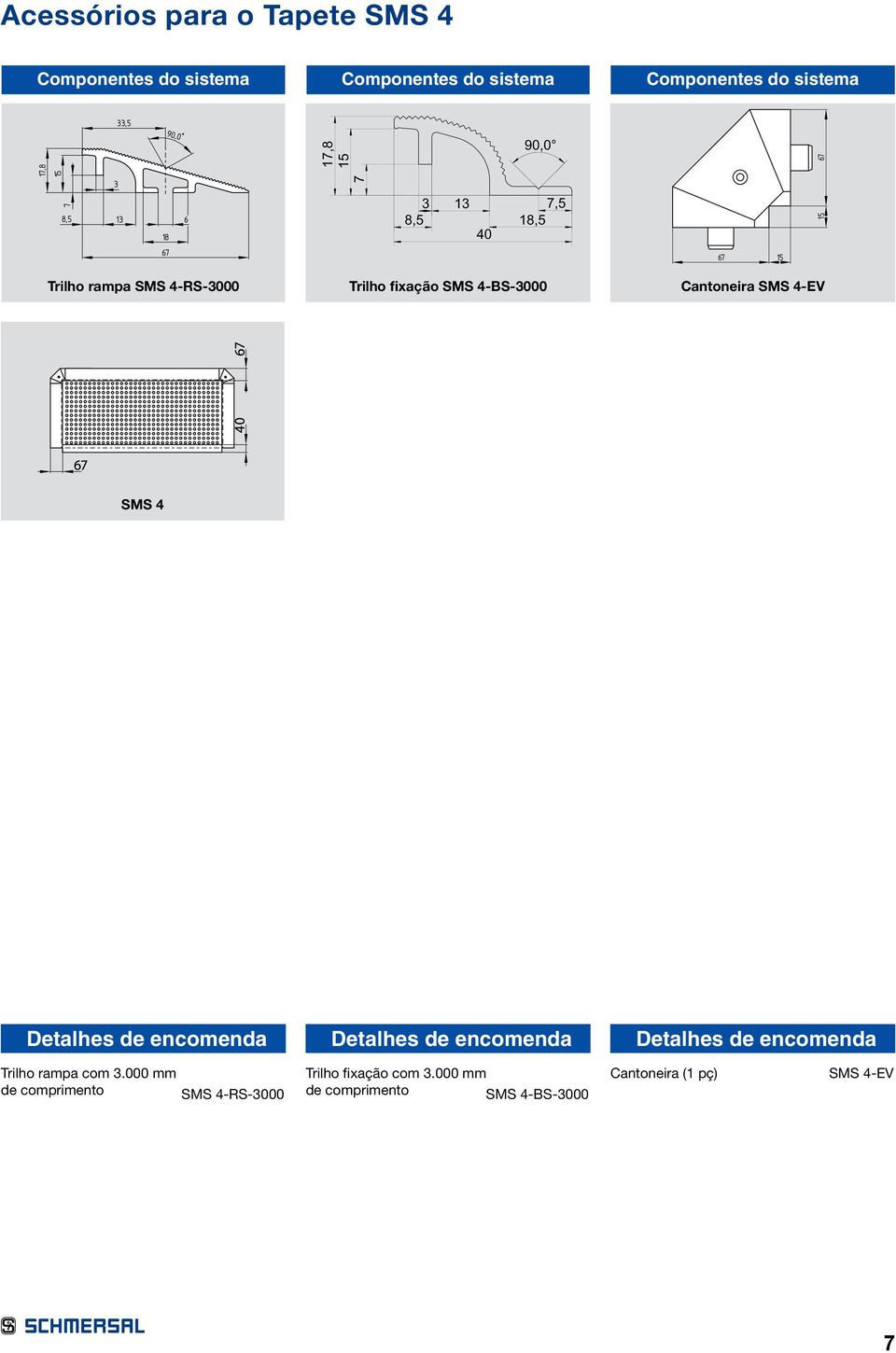 4-BS-3000 Cantoneira SMS 4-EV SMS 4 Detalhes de encomenda Detalhes de encomenda Detalhes de encomenda Trilho rampa com