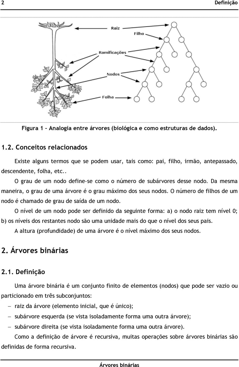 O número de filhos de um nodo é chamado de grau de saída de um nodo.