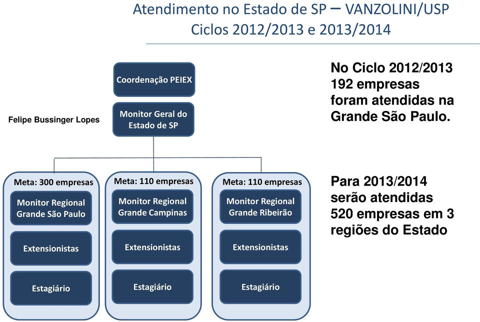 Meta: 300 empresas Monitor Regional Grande São Paulo Meta: 110 empresas Monitor Regional Grande Campinas Meta: 110 empresas