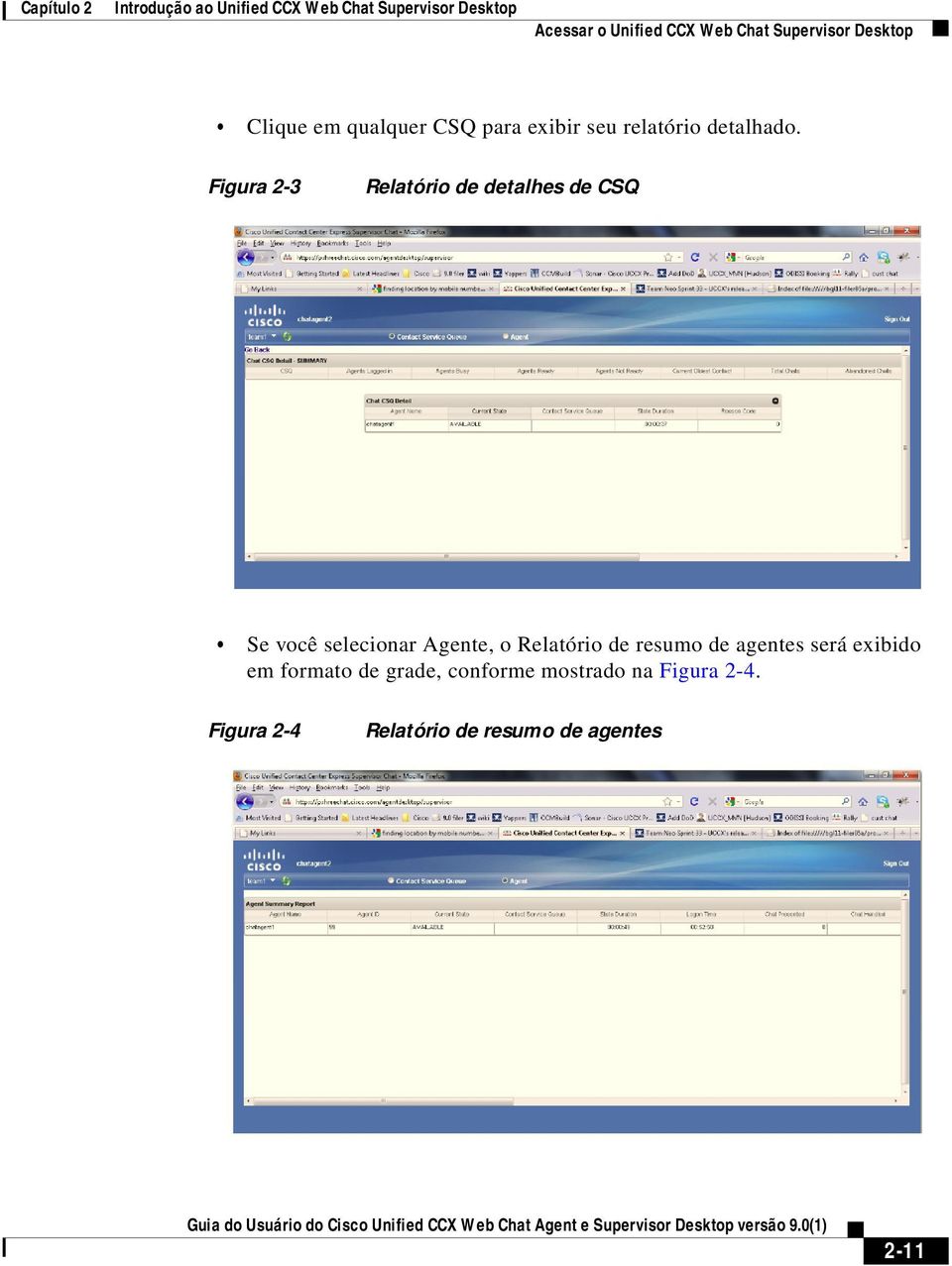 Figura 2-3 Relatório de detalhes de CSQ Se você selecionar Agente, o Relatório de resumo de