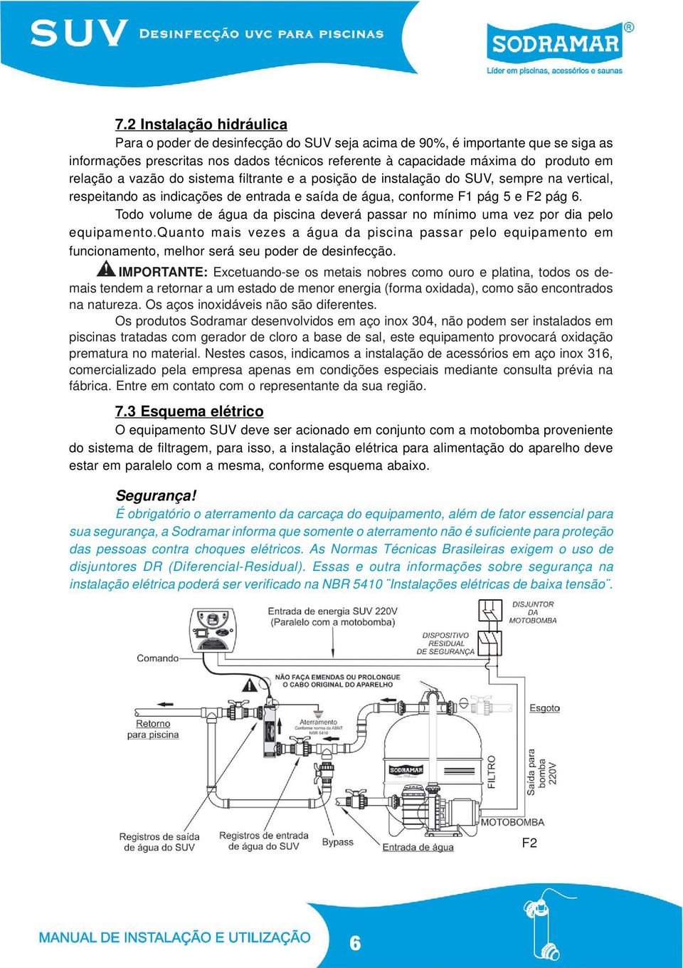 Todo volume de água da piscina deverá passar no mínimo uma vez por dia pelo equipamento.