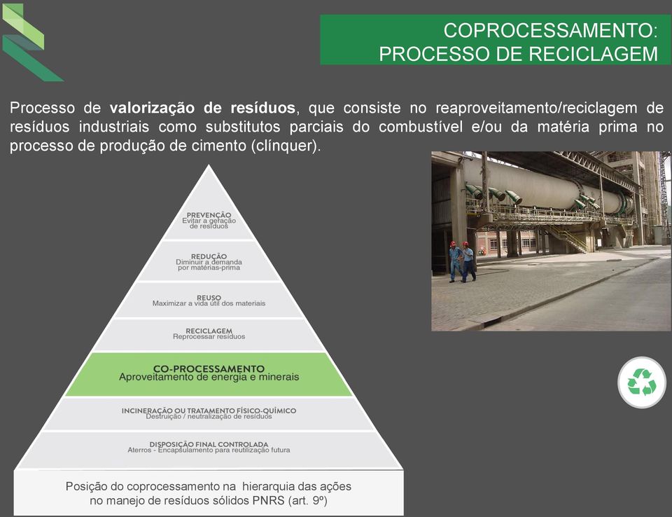 matéria prima no processo de produção de cimento (clínquer).