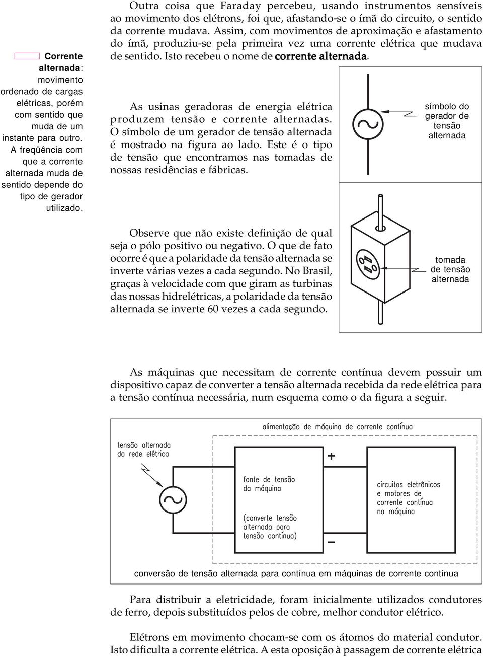 Outra coisa que Faraday percebeu, usando instrumentos sensíveis ao movimento dos elétrons, foi que, afastando-se o ímã do circuito, o sentido da corrente mudava.