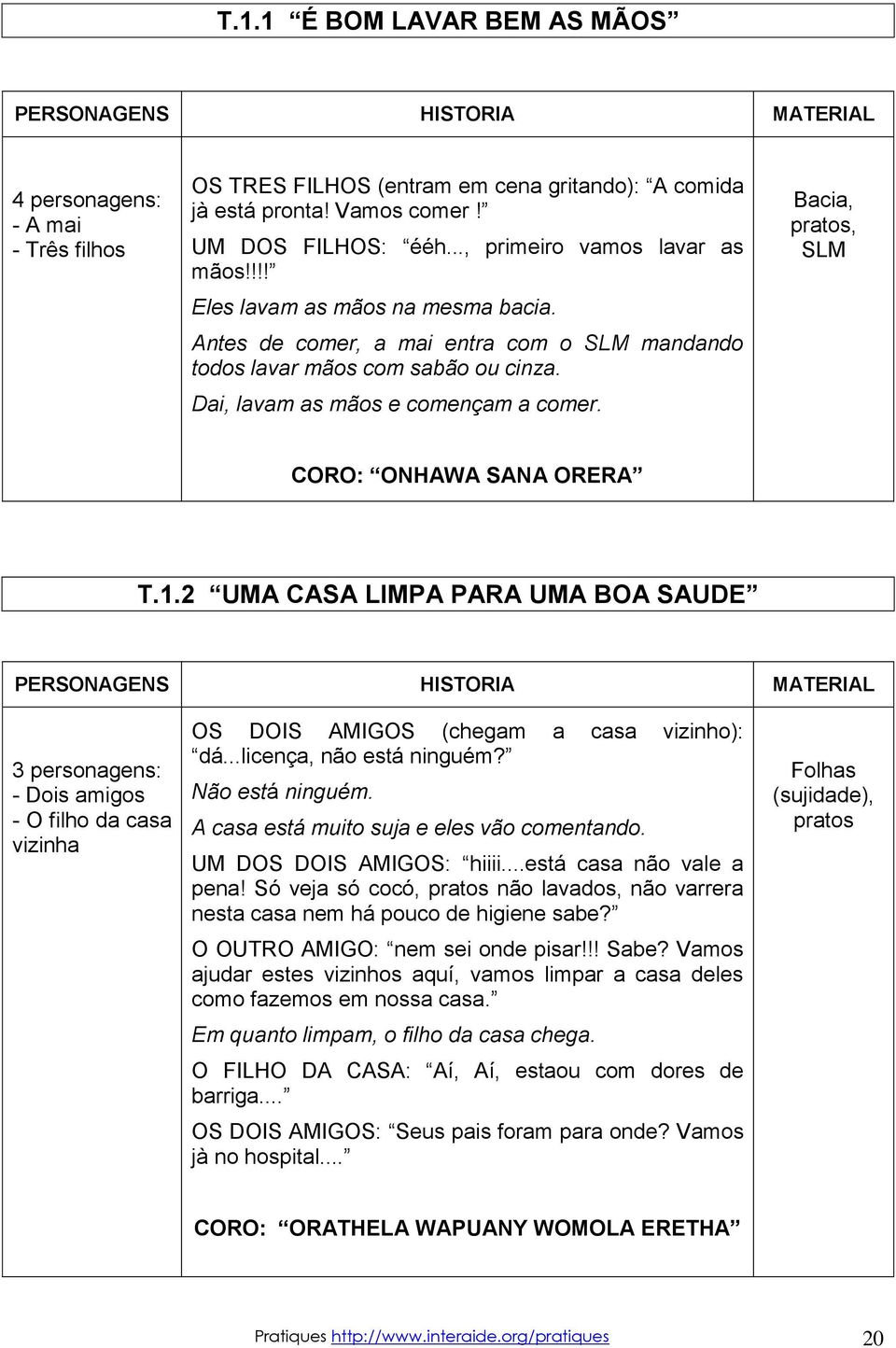 Bacia, pratos, SLM CORO: ONHAWA SANA ORERA T.1.