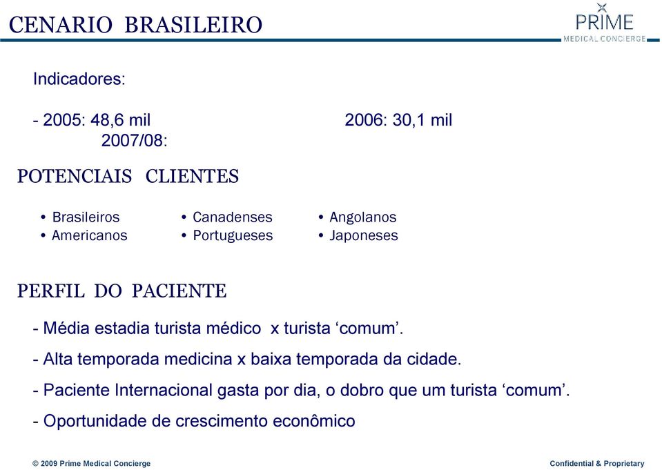 estadia turista médico x turista comum. - Alta temporada medicina x baixa temporada da cidade.