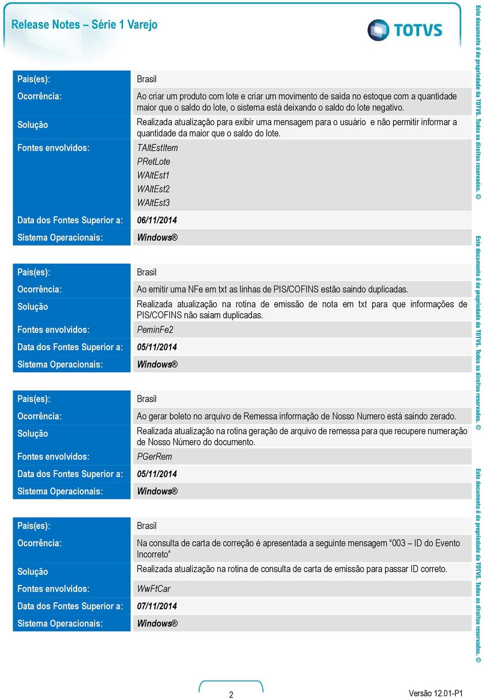 TAltEstItem PRetLote WAltEst1 WAltEst2 WAltEst3 Data dos Fontes Superior a: 06/11/2014 Ao emitir uma NFe em txt as linhas de PIS/COFINS estão saindo duplicadas.