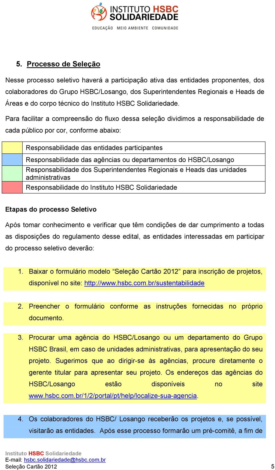 Para facilitar a compreensão do fluxo dessa seleção dividimos a responsabilidade de cada público por cor, conforme abaixo: Responsabilidade das entidades participantes Responsabilidade das agências