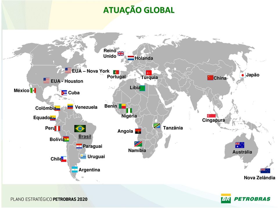 Venezuela Benin Equador Nigéria Cingapura Peru Bolívia Chile Brasil