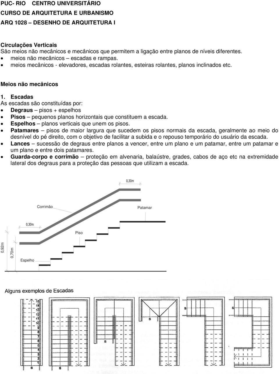 Escadas As escadas são constituídas por: Degraus pisos + espelhos Pisos pequenos planos horizontais que constituem a escada. Espelhos planos verticais que unem os pisos.